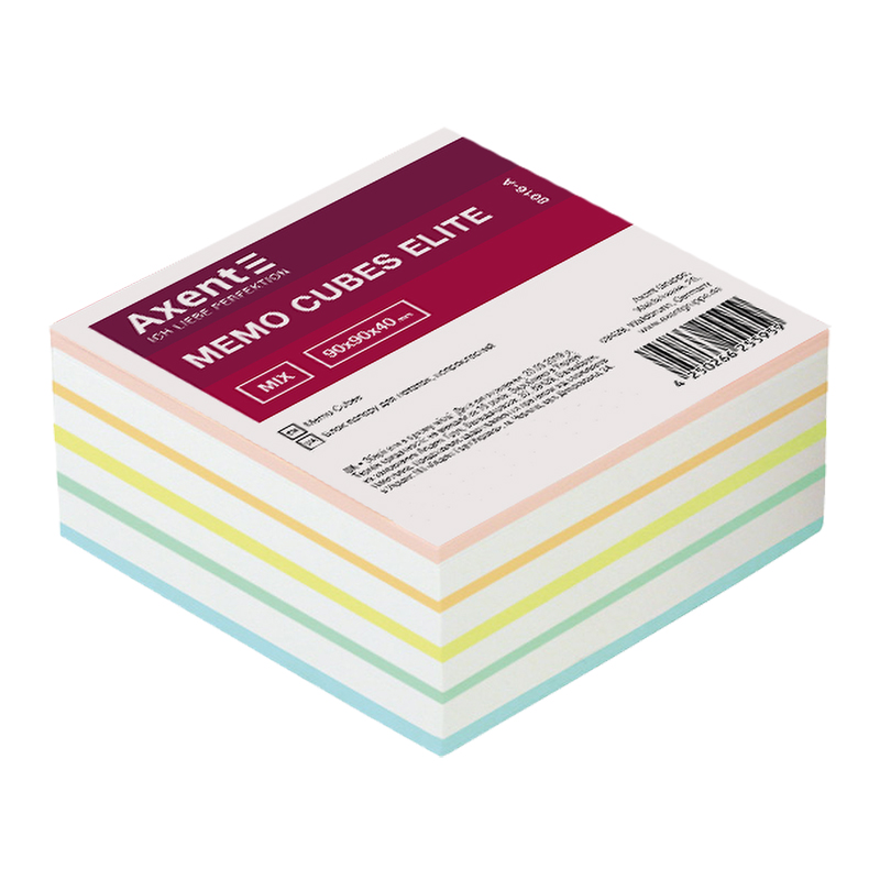 Папір для нотаток Axent Elite “Mix” 8016-A 90х90х40 мм, непроклеєний